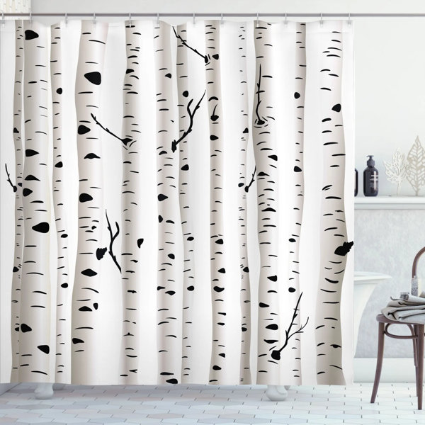East Urban Home Birch Tree Shower Curtain Set + Hooks Wayfair